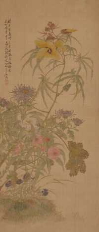 汤世澍 壬寅（1902年）作 花卉 立轴